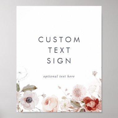 Simple Floral Invitations & Gifts Custom Text Sign