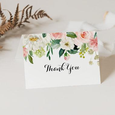 Simple Floral Green Folded Wedding Thank You Invitations