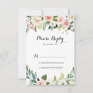 Simple Floral Green Foliage Calligraphy RSVP
