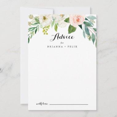Simple Floral Green Foliage Calligraphy Wedding Advice Card