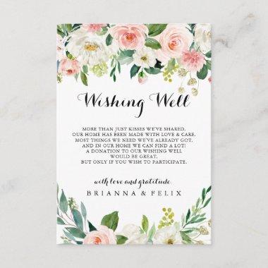 Simple Floral Green Foliage Wedding Wishing Well Enclosure Invitations