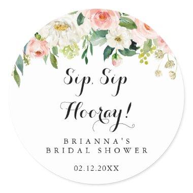 Simple Floral Green Sip Sip Hooray  Classic Round Sticker