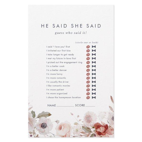 Simple Floral He Said She Said Game Flyer