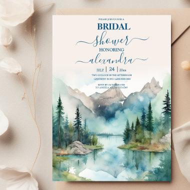 Simple Floral Mountain Bridal Shower Invitations