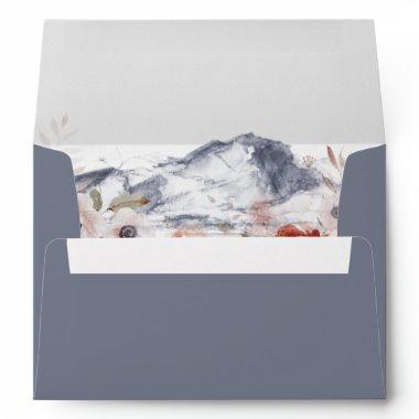 Simple Floral Mountain | Slate Wedding Invitations Envelope