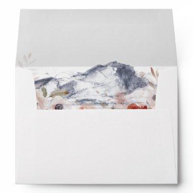 Simple Floral Mountain Wedding Invitations Envelope