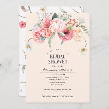 Simple floral pretty bohemian style shabby chic Invitations