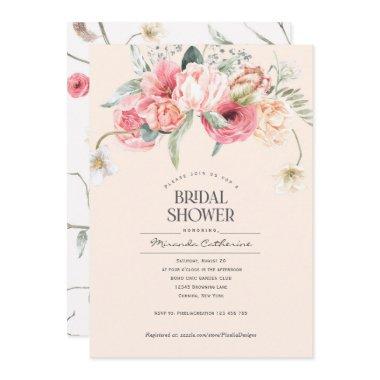 Simple floral pretty bohemian style shabby chic Invitations