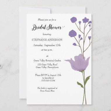Simple Floral, Purple Floral Bridal Shower Invitations