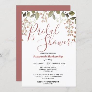 Simple Floral Top Border Bridal Shower Invitations