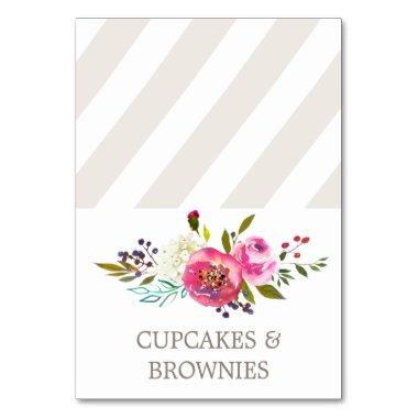 Simple Floral Watercolor Bouquet Food Tent Invitations