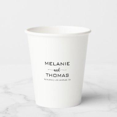 Simple Formal Calligraphy Minimalist Wedding Paper Cups