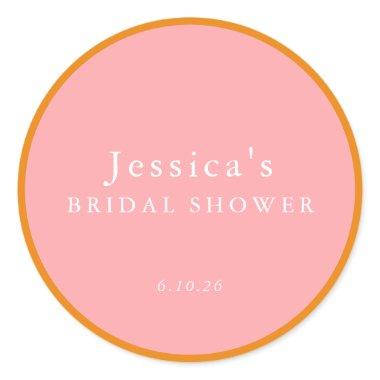 Simple Geometric Pink Orange Custom  Classic Round Sticker