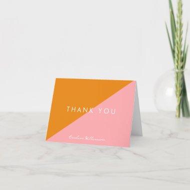Simple Geometric Pink Orange Custom Bridal Shower Thank You Invitations