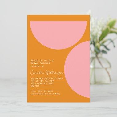 Simple Geometric Shapes Pink Orange Bridal Shower Invitations
