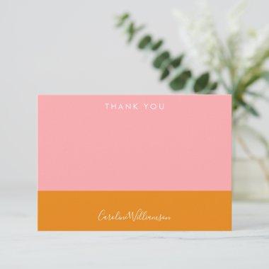 Simple Geometric Shapes Pink Orange Bridal Shower Thank You Invitations