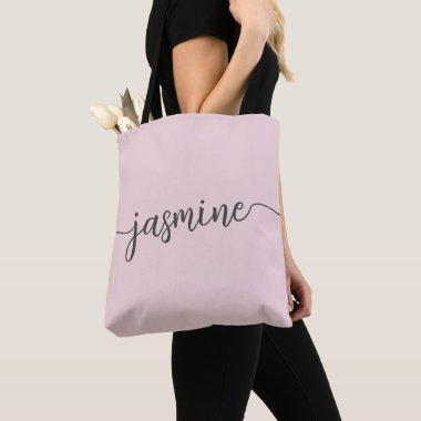 Simple Girly Blush Pink Personalized Monogram Name Tote Bag