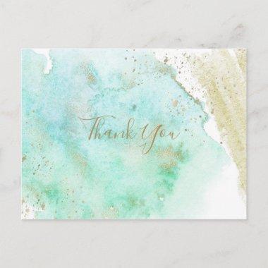 Simple Gold and Green Minimalist Thank You PostInvitations