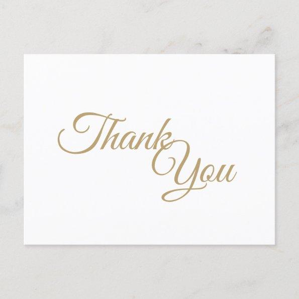 Simple Gold and White Calligraphy Thank You PostInvitations
