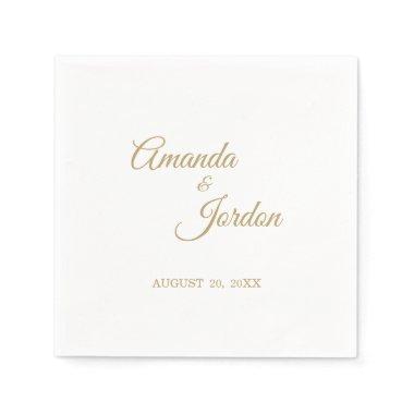 Simple Gold Calligraphy Cocktail Napkin