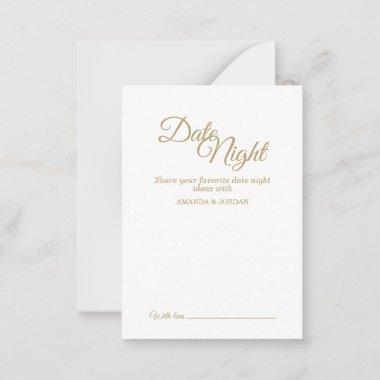 Simple Gold Calligraphy Date Night Advice Card