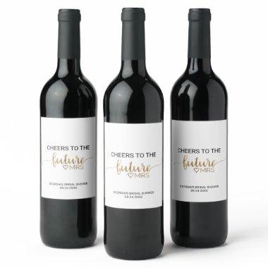 Simple Gold Calligraphy Future Mrs  Wine Label