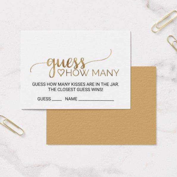 Simple Gold Calligraphy How Many Kisses Game Invitations