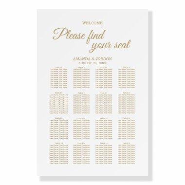 Simple Gold Calligraphy Seat Chart Welcome Foam Board