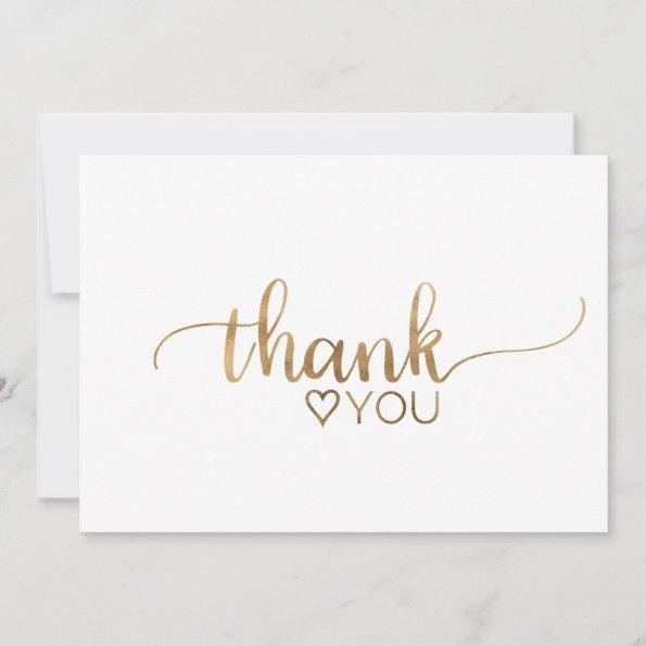Simple Gold Calligraphy Thank You Invitations