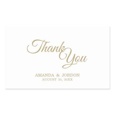 Simple Gold Calligraphy Thank You Rectangular Sticker