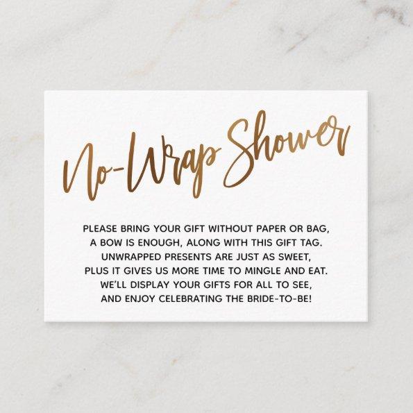 Simple Gold Handwriting No-Wrap Shower Enclosure Invitations