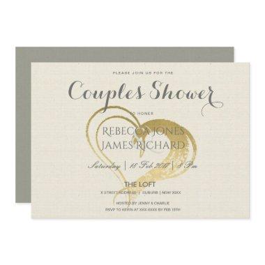 SIMPLE GOLD HEART TYPOGRAPHY COUPLES SHOWER Invitations