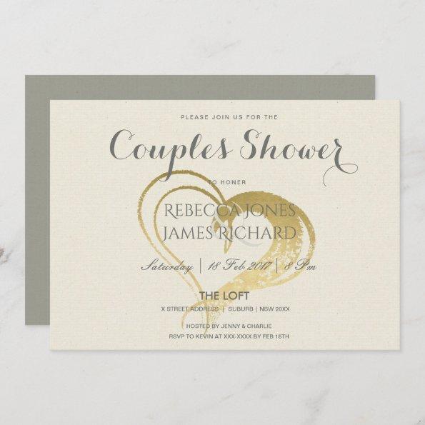 SIMPLE GOLD HEART TYPOGRAPHY COUPLES SHOWER Invitations