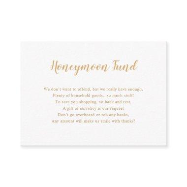 Simple Gold Honeymoon Fund bridal shower Enclosure Invitations