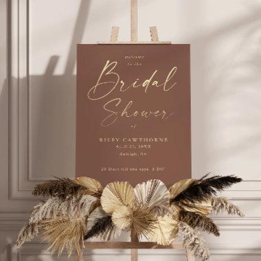 Simple Gold Script Boho Bridal Shower Welcome Foam Board