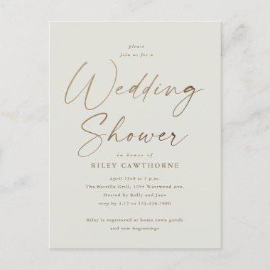Simple Gold Script Wedding Shower PostInvitations