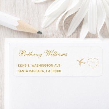 Simple Gold Travel Airplane Return Address Label