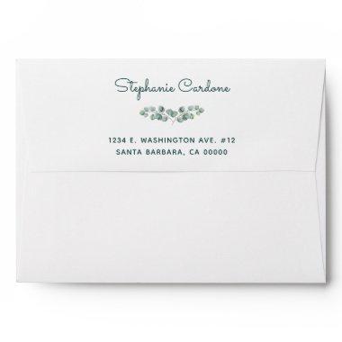 Simple Green Eucalyptus Leaves Wedding Envelope