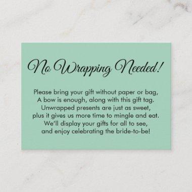 Simple Green No Wrapping Needed Bridal Shower Enclosure Invitations