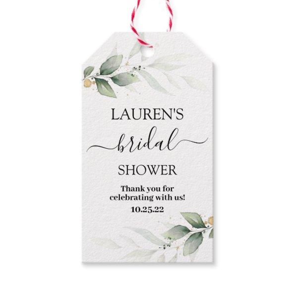 Simple greenery bridal shower gift tags