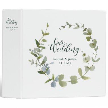 Simple Greenery Wreath Script Wedding Planner 3 Ring Binder