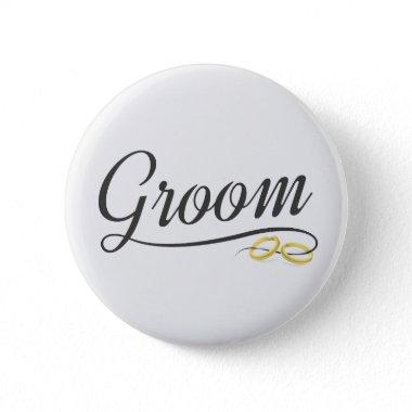 Simple Groom Floral Wedding Calligraphy Pin Button