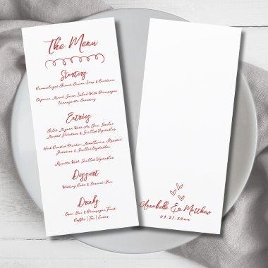 Simple Hand Drawn Red Whimsical Wedding Menu