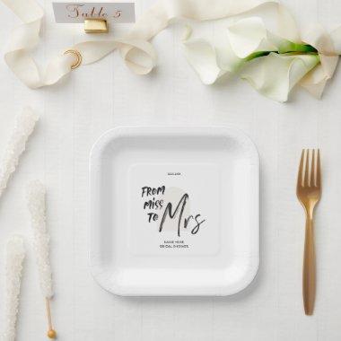 Simple Hand Lettering Bridal Shower Elegant Paper Plates