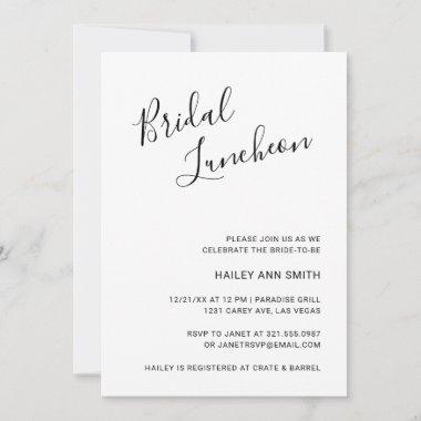 Simple Handwritten Script Bridal Luncheon Invitations