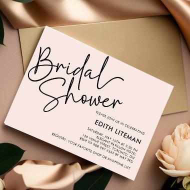 Simple Handwritten Script Elegant Pink Bridal