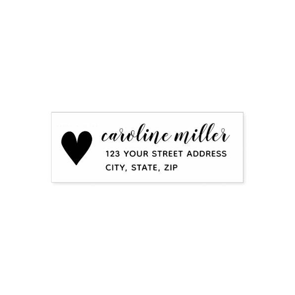 Simple Heart Modern Calligraphy Address Stamp