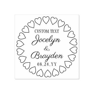 Simple Hearts Wedding Thank You or Save the Date Rubber Stamp