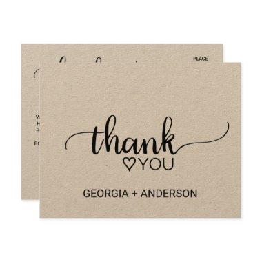 Simple Kraft Calligraphy Thank You PostInvitations