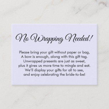 Simple Lavender No Wrapping Needed! Bridal Shower Enclosure Invitations